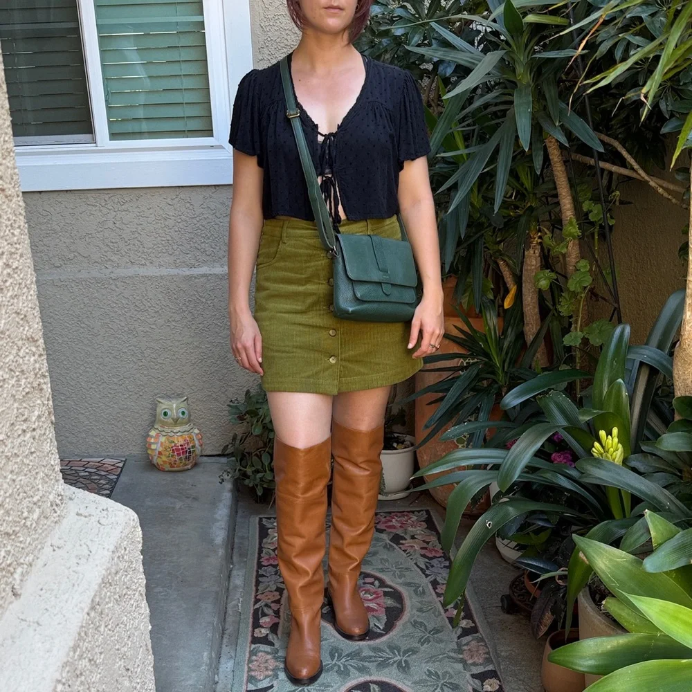 Fossil Teal Green Leather Crossbody Bag
